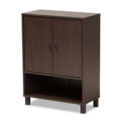 Baxton Studio Rossin Modern and Contemporary Dark Brown Finished Wood 2-Door Entryway Shoe Storage Cabinet
